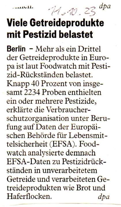 Getreide pestizidbelastet